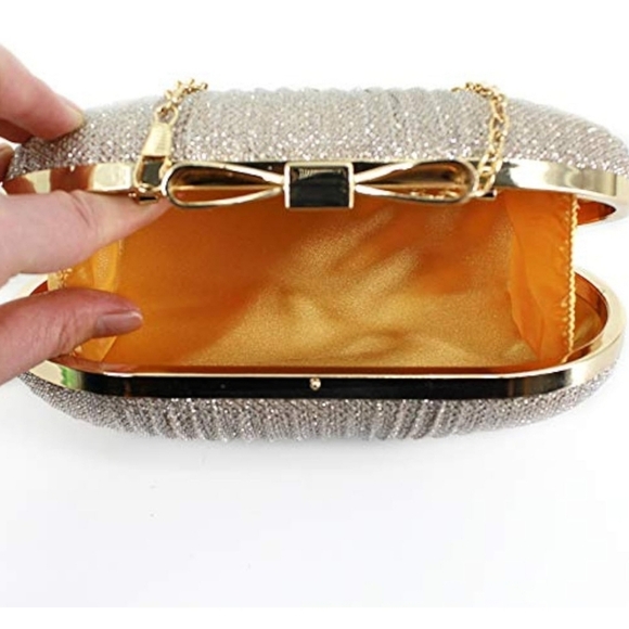 Luxury Glitter Evening Clutch gold Bag -purse Elegant Shell Design for woman - Picture 6 of 6